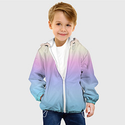 Куртка с капюшоном детская Светлый голографический градиент, цвет: 3D-белый — фото 2