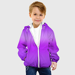Куртка с капюшоном детская Яркий сиреневый градиент, цвет: 3D-белый — фото 2