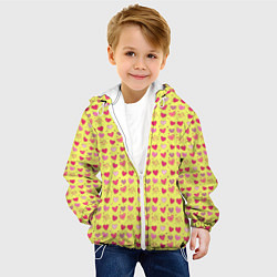Куртка с капюшоном детская Сердечки на желтом - паттерн, цвет: 3D-белый — фото 2