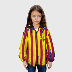 Куртка с капюшоном детская Полосатые цвета футбольного клуба Барселона, цвет: 3D-черный — фото 2