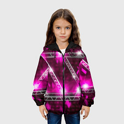 Куртка с капюшоном детская Серебряные и синие вставки абстракции, цвет: 3D-черный — фото 2