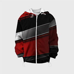 Куртка с капюшоном детская Красный серый и черный, цвет: 3D-белый