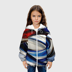 Куртка с капюшоном детская Изогнутая абстракция, цвет: 3D-белый — фото 2