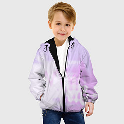 Куртка с капюшоном детская Нежная светло-сиреневая абстракция тай-дай, цвет: 3D-черный — фото 2
