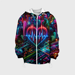 Детская куртка Неоновое сердце - кардиограмма