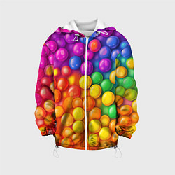 Куртка с капюшоном детская Разноцветные шарики, цвет: 3D-белый