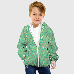 Куртка с капюшоном детская Цветочный светло-зелёный, цвет: 3D-белый — фото 2