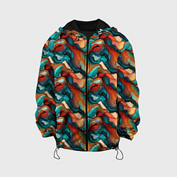 Куртка с капюшоном детская Абстрактная картинка с цветными волнами, цвет: 3D-черный