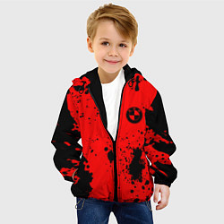 Куртка с капюшоном детская BMW краски текстура красный, цвет: 3D-черный — фото 2