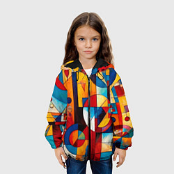 Куртка с капюшоном детская Абстракция из ярких цветов и геометрических фигур, цвет: 3D-черный — фото 2
