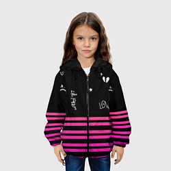 Куртка с капюшоном детская Lil Peep розовые полосы, цвет: 3D-черный — фото 2