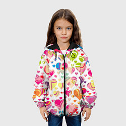 Куртка с капюшоном детская Любовь паттерны, цвет: 3D-черный — фото 2