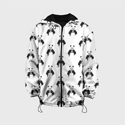 Куртка с капюшоном детская Panda love - pattern, цвет: 3D-черный
