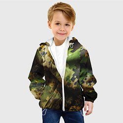 Куртка с капюшоном детская Реалистичный камуфляж на ткани, цвет: 3D-белый — фото 2