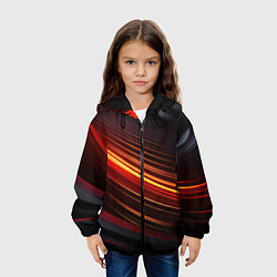 Куртка с капюшоном детская Яркая оранжевая полосы на черной абстракции, цвет: 3D-черный — фото 2