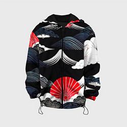 Куртка с капюшоном детская Японская симфония, цвет: 3D-черный