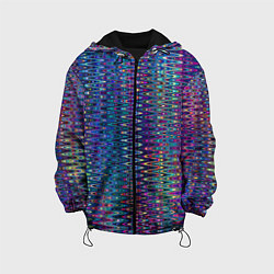 Куртка с капюшоном детская Большой волнистый зигзаг разноцветный, цвет: 3D-черный