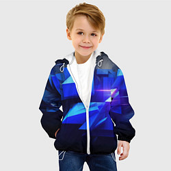 Куртка с капюшоном детская Black blue background abstract, цвет: 3D-белый — фото 2