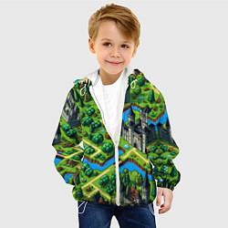 Куртка с капюшоном детская Heroes of Might and Magic - pixel map, цвет: 3D-белый — фото 2