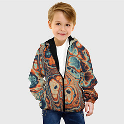 Куртка с капюшоном детская Абстрактный разноцветный узор, цвет: 3D-черный — фото 2