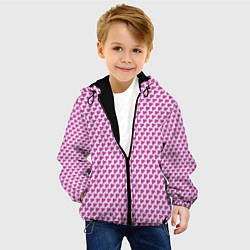 Куртка с капюшоном детская Паттерн сердечки на розовом фоне, цвет: 3D-черный — фото 2