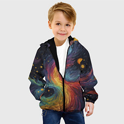 Куртка с капюшоном детская Звездный вихрь абстрактная живопись, цвет: 3D-черный — фото 2