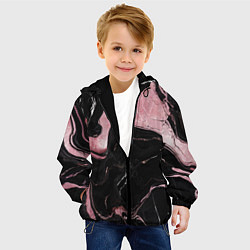 Куртка с капюшоном детская Черно-розовый мрамор, цвет: 3D-черный — фото 2