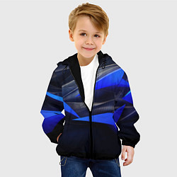 Куртка с капюшоном детская Black and blue abstract background sport style, цвет: 3D-черный — фото 2