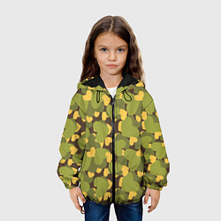 Куртка с капюшоном детская Сердечки - камуфляж, цвет: 3D-черный — фото 2