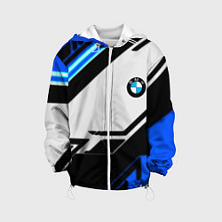 Куртка с капюшоном детская BMW спортивная геометрия, цвет: 3D-белый