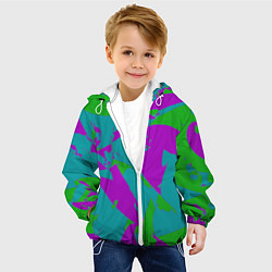 Куртка с капюшоном детская Бирюзово-зелёная абстракция, цвет: 3D-белый — фото 2