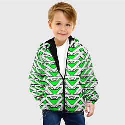 Куртка с капюшоном детская Бело-зелёный узор, цвет: 3D-черный — фото 2