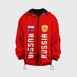 Детская куртка Россия три полоски на красном фоне