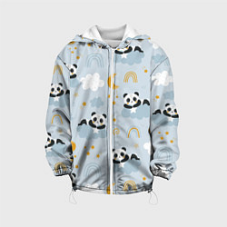 Куртка с капюшоном детская Панда на облаках, цвет: 3D-белый
