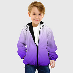 Куртка с капюшоном детская Бело-сиренево-синий градиент, цвет: 3D-черный — фото 2