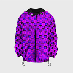 Куртка с капюшоном детская Фиолетовые квадраты на чёрном фоне, цвет: 3D-черный