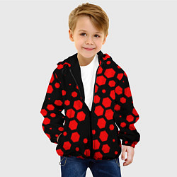 Куртка с капюшоном детская Красные соты броня, цвет: 3D-черный — фото 2