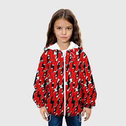 Куртка с капюшоном детская Техно узор красный, цвет: 3D-белый — фото 2