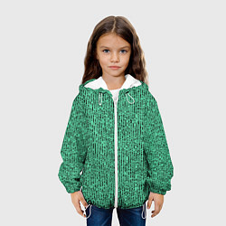 Куртка с капюшоном детская Мозаика нефритовый зелёный, цвет: 3D-белый — фото 2