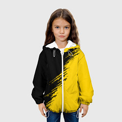 Куртка с капюшоном детская Черные штрихи на желтом фоне, цвет: 3D-белый — фото 2