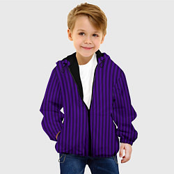 Куртка с капюшоном детская Яркий фиолетовый в полоску, цвет: 3D-черный — фото 2