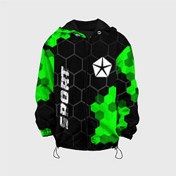 Куртка с капюшоном детская Jeep green sport hexagon, цвет: 3D-черный