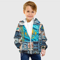 Куртка с капюшоном детская Пэчворк джинсы в Казахстане, цвет: 3D-белый — фото 2