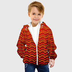 Куртка с капюшоном детская Красные линии и чёрные полосы, цвет: 3D-белый — фото 2