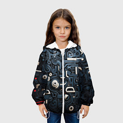 Куртка с капюшоном детская Паттерн-узор из толстых линий, цвет: 3D-белый — фото 2