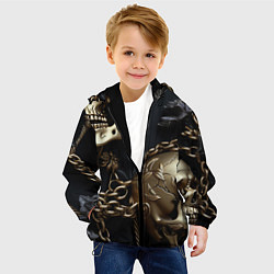 Куртка с капюшоном детская Прикованные цепями черепа, цвет: 3D-черный — фото 2