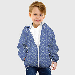 Куртка с капюшоном детская Светло-синий цветочный, цвет: 3D-белый — фото 2