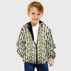 Куртка с капюшоном детская Жёлто-белый паттерн конструкция, цвет: 3D-черный — фото 2