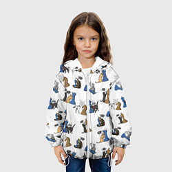 Куртка с капюшоном детская Котики и шахматы белый, цвет: 3D-белый — фото 2