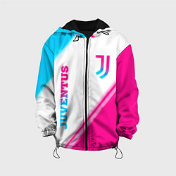 Куртка с капюшоном детская Juventus neon gradient style вертикально, цвет: 3D-черный
